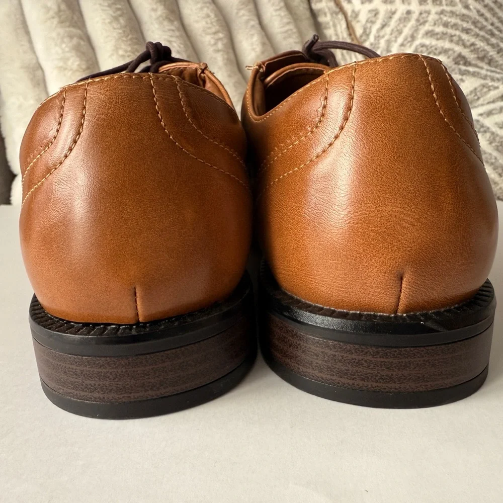 Dress Shoes Men’s Size 8.5 Brown Faux Leather - Elegant‎ - Picture 4 of 6